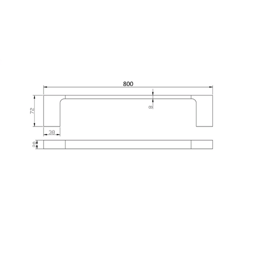 Eden 800 Chrome Single Towel Rail - Acqua Bathrooms