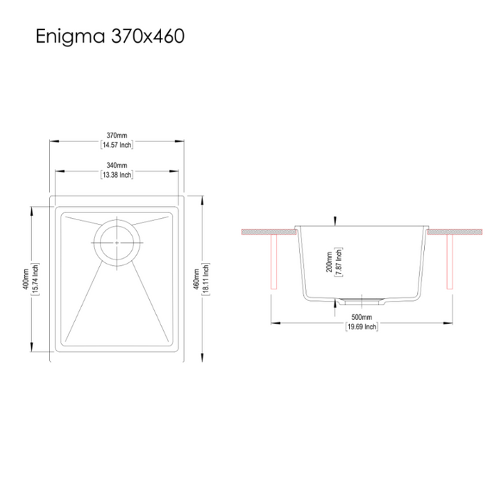 Carysil | Enigma 370 Deep Black Granite Kitchen Sink - Acqua Bathrooms