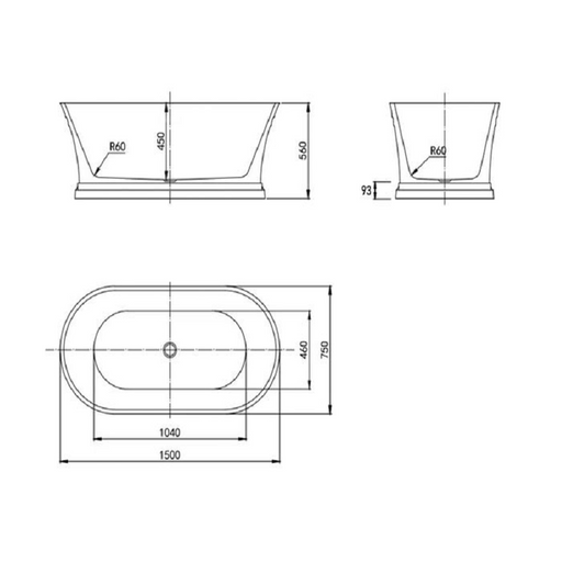 1500 mm Hampton Round Freestanding Bath - Acqua Bathrooms