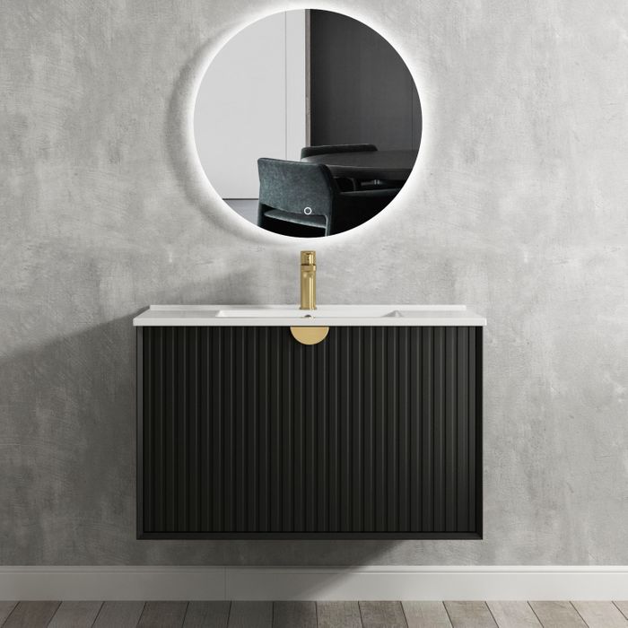 Otti | Marlo 900 Matte Black Wall Hung Vanity / Ceramic Top - Acqua Bathrooms