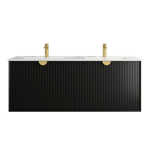 Otti | Marlo 1500 Matte Black Double Wall Hung Vanity / Ceramic Top - Acqua Bathrooms