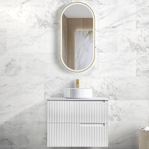 Noosa 750 Matte White Wall Hung Vanity / Stone Top - Acqua Bathrooms