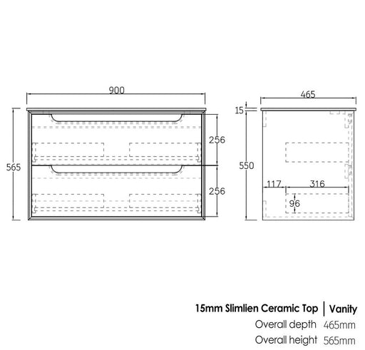 Otti Australia | Byron 900 Natural Oak Wall Hung Vanity / Ceramic Top - Acqua Bathrooms