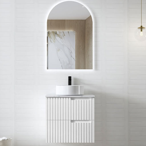 Noosa 600 Matte White Wall Hung Vanity / Stone Top - Acqua Bathrooms