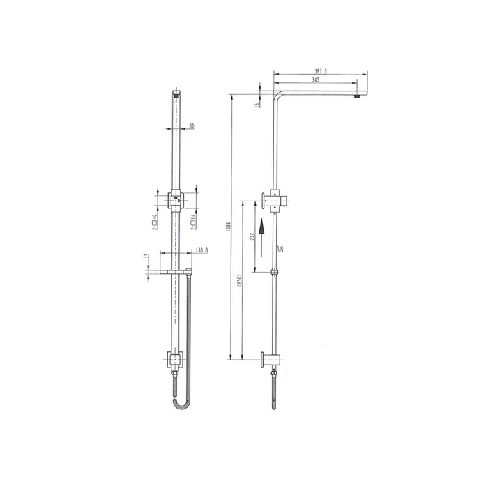 Linsol | Joseph Exposed Shower Combination Rail Set - Acqua Bathrooms