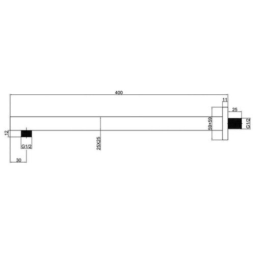 Round 400 mm Chrome Shower Arm - Acqua Bathrooms