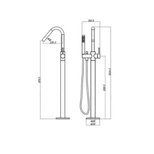 Round Freestanding Multifunction Bath Spout - Acqua Bathrooms