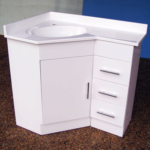 600 x 900 mm Corner White Vanity - Acqua Bathrooms