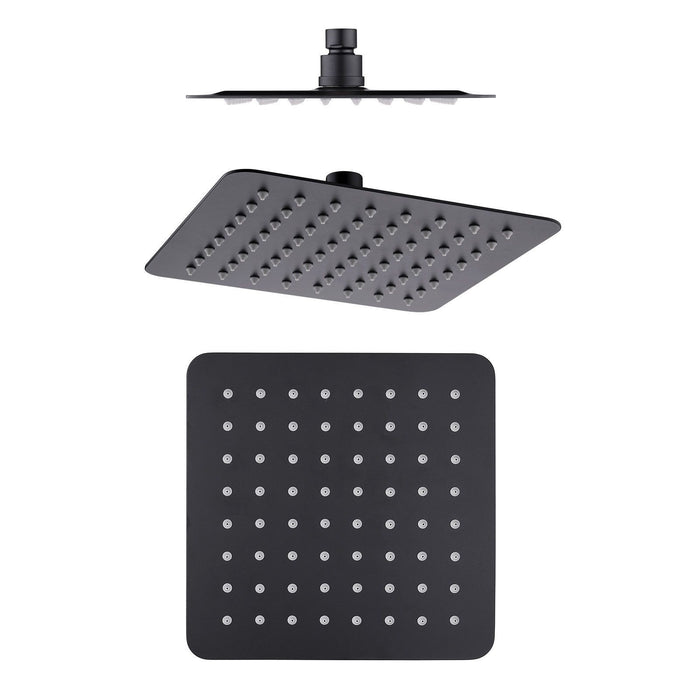 Messina 250 mm Matte Black Slim Shower Head - Acqua Bathrooms