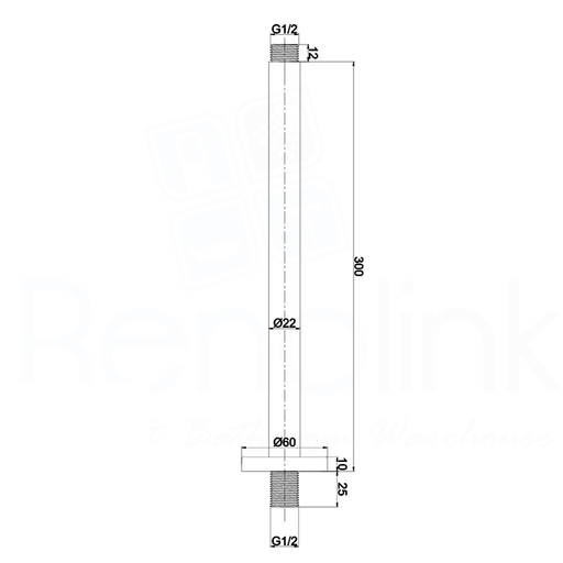 Round 300 mm Black Shower Arm - Acqua Bathrooms