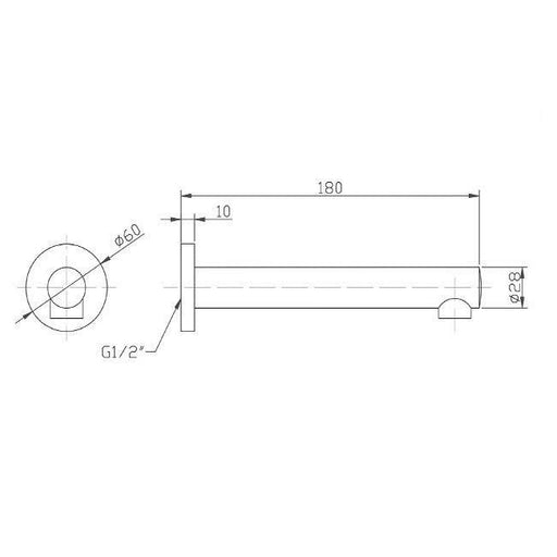 180 mm Cesena Round Bath Spout - Acqua Bathrooms