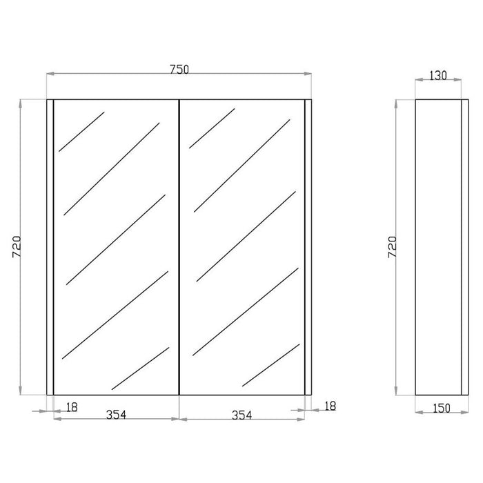 Qubist 750 White Oak Shaving Cabinet - Acqua Bathrooms