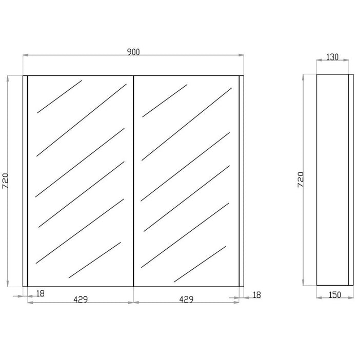 Qubist 900 White Oak Shaving Cabinet - Acqua Bathrooms