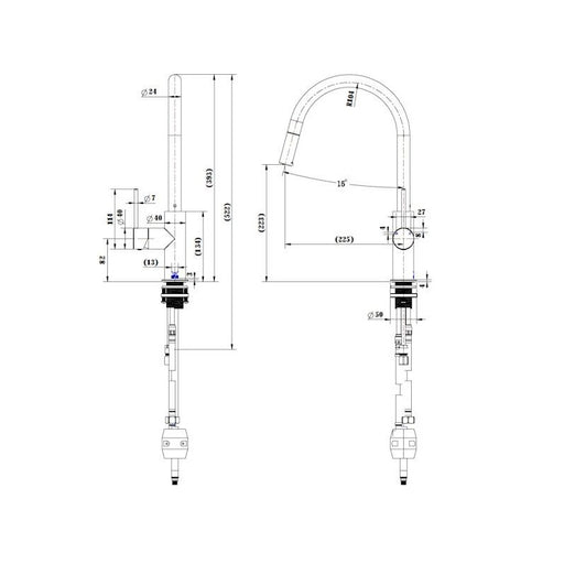 Star Mini Pull Out Kitchen Mixer - Acqua Bathrooms