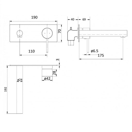 Ikon Hali Black Wall Basin Mixer/Bath Spout - Acqua Bathrooms